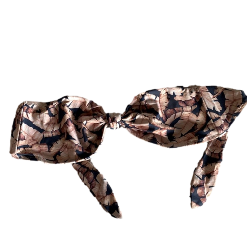 Eberjey bandeau swimming bikini top - pink & navy florals - large